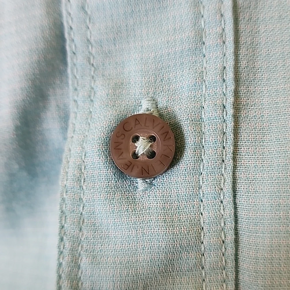Calvin Klein Boys Button Down Shirt Teal Size Large